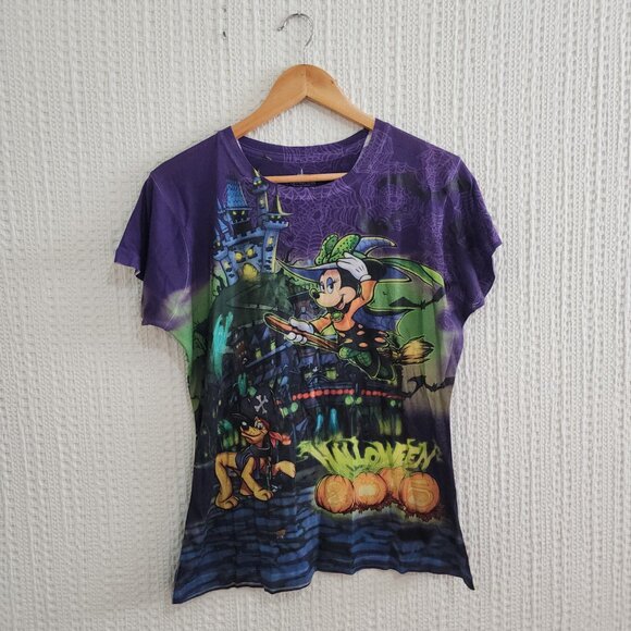 Disney Parks Halloween Minnie Witch Vampire Mickey Mouse Shirt Size Large - Picture 3 of 11